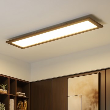 Brilagi - LED-himmennettävä kattovalaisin SLIMFRAME WOOD LED/58W/230V 124x34 cm 3000-6000K tummanruskea + kaukosäädin