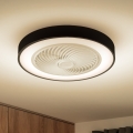 Brilagi - LED-himmennettävä kattovalaisin tuulettimella, LED 30 W/230 V, 3000–6500 K, halkaisija 50 cm, musta + kaukosäädin