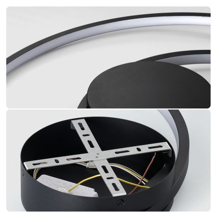 Brilagi - LED-himmennettävä kattovalaisin TWISTER LED/48W/230V 3000–6000K halkaisija 50 cm musta + kaukosäädin