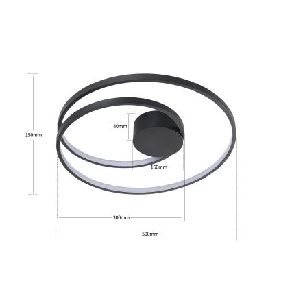 Brilagi - LED-himmennettävä kattovalaisin TWISTER LED/48W/230V 3000–6000K halkaisija 50 cm musta + kaukosäädin