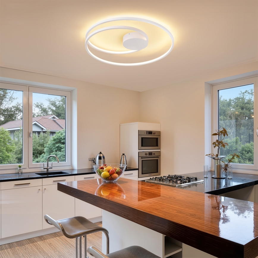 Brilagi - himmennettävä LED-kattovalaisin TWISTER, 75 W, 230 V, 3000–6000 K, Ø 70 cm, valkoinen + kaukosäädin