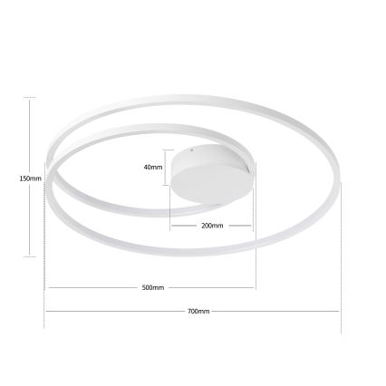 Brilagi - himmennettävä LED-kattovalaisin TWISTER, 75 W, 230 V, 3000–6000 K, Ø 70 cm, valkoinen + kaukosäädin