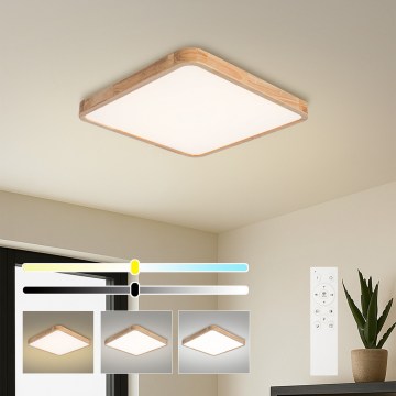 BRILAGI - LED Himmennettävä kattovalaisin WOODLINE SQUARE LED/80W/230V 3000-6000K tammi 60x60 cm + kaukosäädin