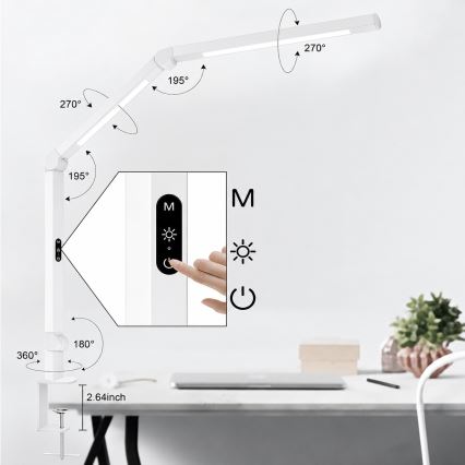 Brilagi - LED himmennettävä kosketusohjattu taipuisa pöytävalaisin VARIO LED/12W/230V 3000/4000/5000/6500K CRI 92 valkoinen