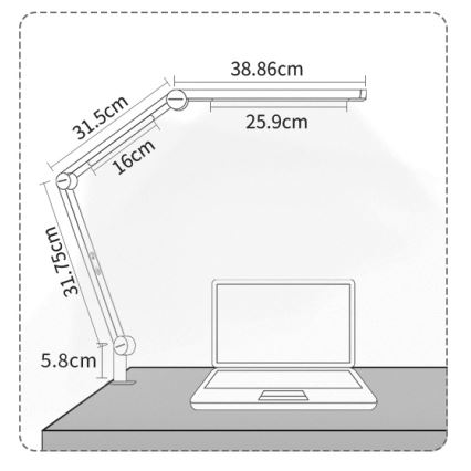 Brilagi - LED himmennettävä kosketusohjattu taipuisa pöytävalaisin VARIO LED/12W/230V 3000/4000/5000/6500K CRI 92 valkoinen