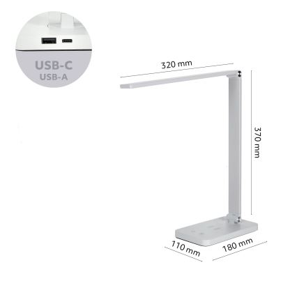 Brilagi - himmennettävä LED-kosketuspöytälamppu langattomalla QI-latauksella MODO CHARGE LED/7W/5V 3000/4000/6000K valkoinen