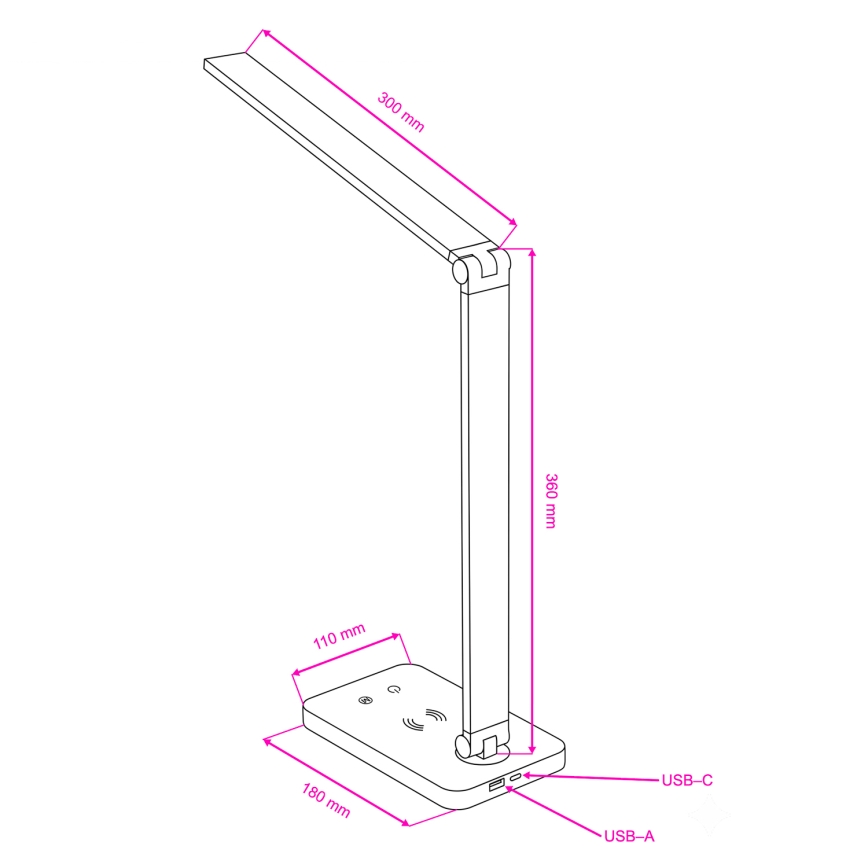 BRILAGI - himmennettävä LED-kosketuspöytälamppu langattomalla QI-latauksella MODO CHARGE LED/7W/5V 3000/4000/6000K valkoinen