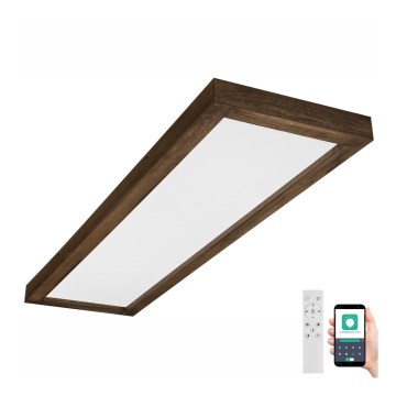 Brilagi - LED himmennettävä kylpyhuoneen kattovalaisin WOODY FRAME LED/50W/230V tammi-pähkinä 120x30 cm 3000-6000K IP44 + kaukosäädin