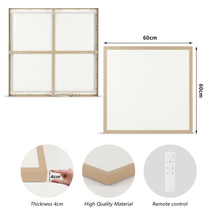 Brilagi - himennettävä kylpyhuoneen kattovalaisin FRAME SMART LED/50W/230V 60x60 cm 3000-6000K IP44 beige + kaukosäädin