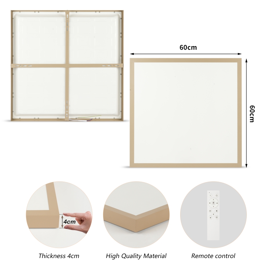 Brilagi - himennettävä kylpyhuoneen kattovalaisin FRAME SMART LED/50W/230V 60x60 cm 3000-6000K IP44 beige + kaukosäädin