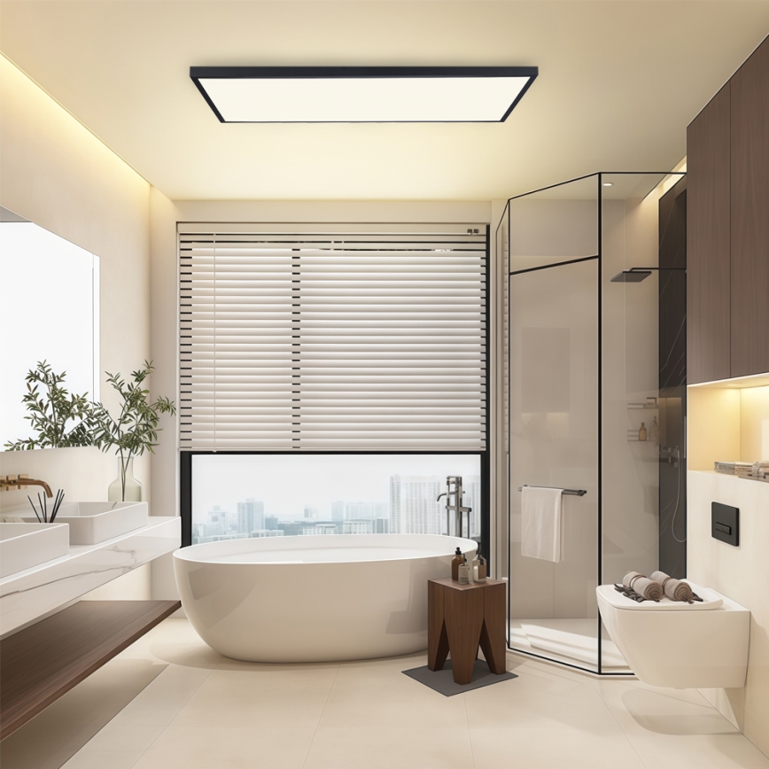 Brilagi - Himmennettävä LED-kylpyhuoneen kattovalaisin FRAME SMART LED/96W/230V 120x60 cm 3000-6000K IP44 musta + kaukosäädin