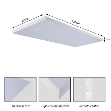 Brilagi - Himmennettävä LED-kattovalaisin kylpyhuoneeseen FRAME SMART LED/96W/230V 120x60 cm 3000-6000K IP44 valkoinen + kaukosäädin