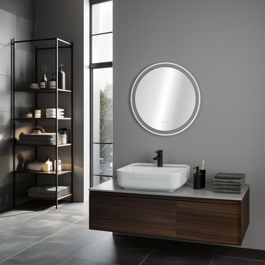 Brilagi - AVA ECO LED-lämmitetty kylpyhuonepeili LED/11,5W/230V halkaisija 60 cm IP44 CRI 90 himmennettävä + CCT