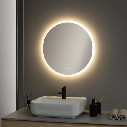 Brilagi - LED-lämmitetty kylpyhuonepeili CLARA ECO LED/12W/230V halkaisija 60 cm IP44 CRI 90 himmennettävä + CCT