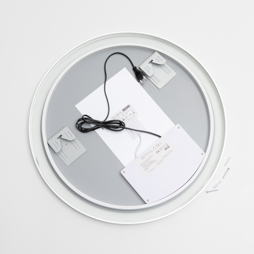 Brilagi - Himmennettävä LED-kylpyhuonepeili lämmityksellä ja taustavalolla, ALU PRO LED/18W/230V halkaisija 60 cm 3000/4000/6500K IP44 mattakromi CRI 90