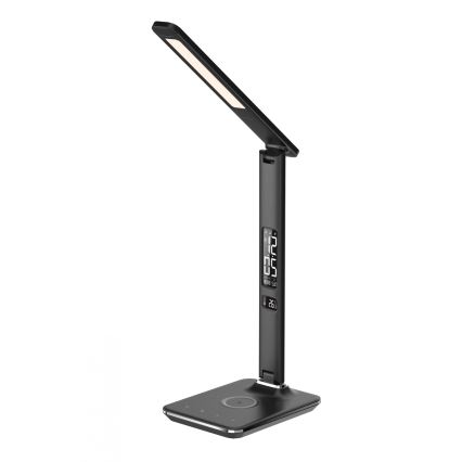 Brilagi - himmennettävä LED-pöytälamppu langattomalla QI-latauksella ja USB-liitännällä REGINA LED/8,5W/230V musta