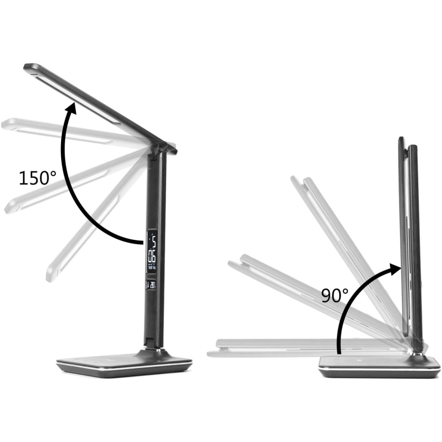Brilagi - himmennettävä LED-pöytälamppu langattomalla QI-latauksella ja USB-liitännällä REGINA LED/8,5W/230V musta