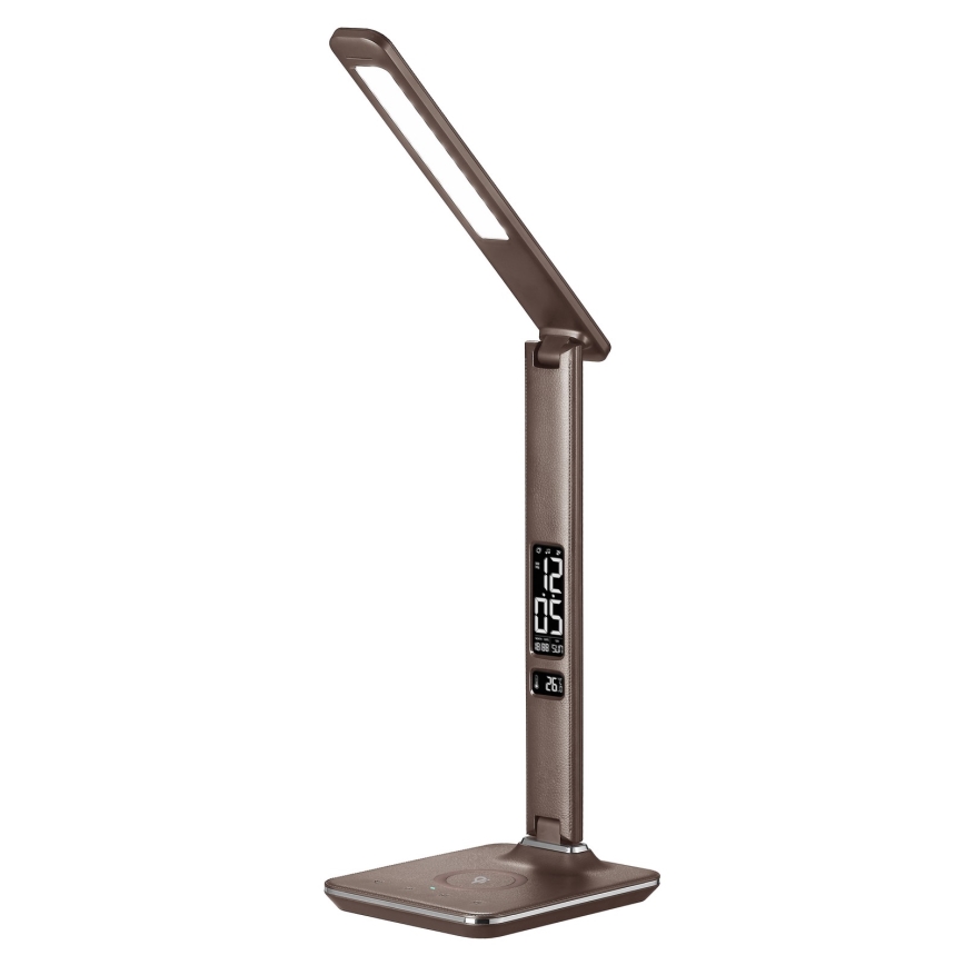 Brilagi - REGINA LED himmennettävä pöytälamppu langattomalla QI-latauksella ja USB-liitännällä, LED/8,5W/230V, ruskea