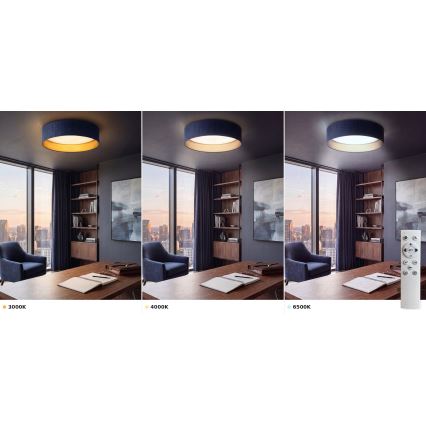 Brilagi - LED-himmennettävä kattovalaisin VELVET SMART VARI LED/24W/230V 3000-6500K halkaisija 45 cm sininen/kultainen + kaukosäädin