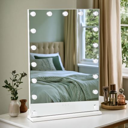 BRILAGI - himmennettävä LED-meikkipeili HOLLYWOOD LED/15W/230V CCT + 2x USB 55x77 cm valkoinen