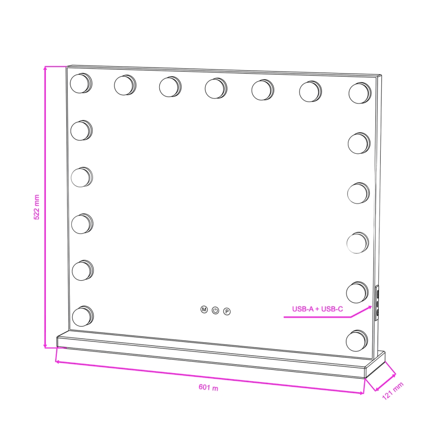 BRILAGI - Himmennettävä HOLLYWOOD LED-meikkipeili LED/15W/230V CCT + 2x USB 60x50 cm valkoinen