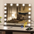 BRILAGI - LED Himmennettävä meikkipeili HOLLYWOOD LED/15W/230V CCT + USB musta
