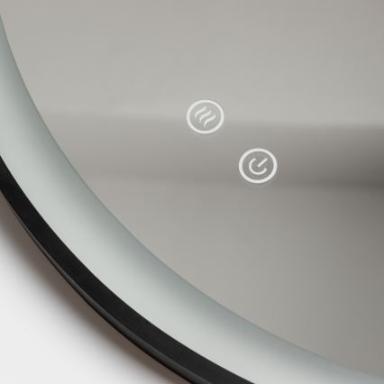 Brilagi - LED-himmennettävä lämmitetty kylpyhuonepeili taustavalolla ALU PRO LED/18W/230V halkaisija 60 cm 3000/4000/6500K IP44 musta CRI 90