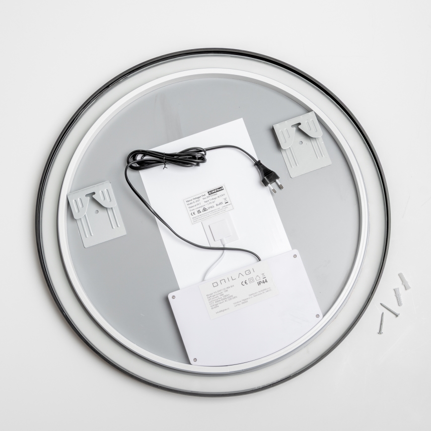 Brilagi - LED-himmennettävä lämmitetty kylpyhuonepeili taustavalolla ALU PRO LED/18W/230V halkaisija 60 cm 3000/4000/6500K IP44 musta CRI 90