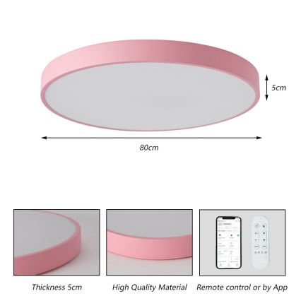 Brilagi - Himmennettävä LED-valaisin POOL SMART LED/100W/230V halkaisija 80 cm 3000-6000K Wi-Fi Tuya + kaukosäädin vaaleanpunainen