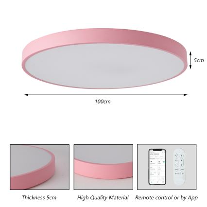 Brilagi - Himmennettävä POOL SMART LED-valaisin 128W/230V halkaisija 100 cm 3000-6000K Wi-Fi Tuya + kaukosäädin pinkki