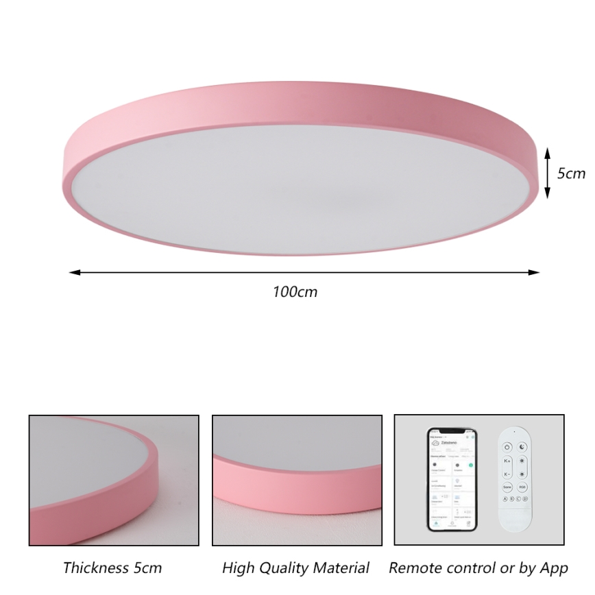 Brilagi - Himmennettävä POOL SMART LED-valaisin 128W/230V halkaisija 100 cm 3000-6000K Wi-Fi Tuya + kaukosäädin pinkki