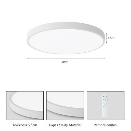 Brilagi - Himmennettävä LED-kattovalaisin POOL SMART LED/60W/230V 50 cm 3000-6000K Wi-Fi Tuya + kaukosäädin valkoinen