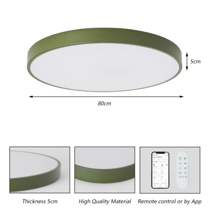 Brilagi - himmennettävä LED-valaisin POOL SMART LED/100W/230V, halkaisija 80 cm, Wi-Fi Tuya + kauko-ohjain, vihreä