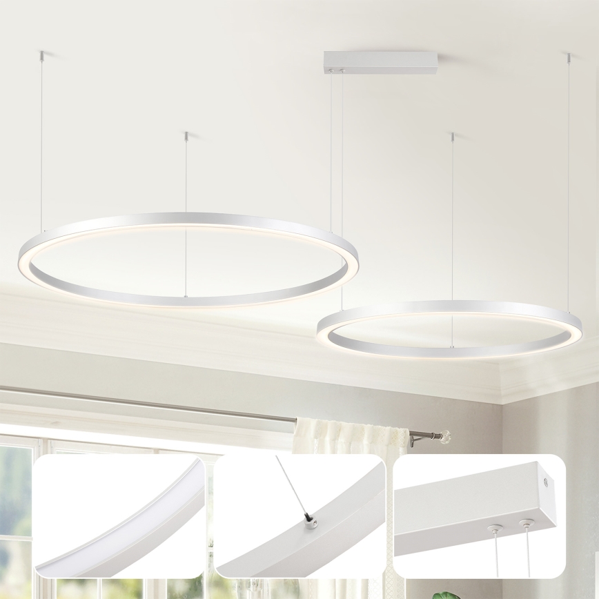Brilagi - himmennettävä LED-riippuvalaisin kaapelilla PORTOFINO LED/98W/230V 3000–6000K hopea + kaukosäädin