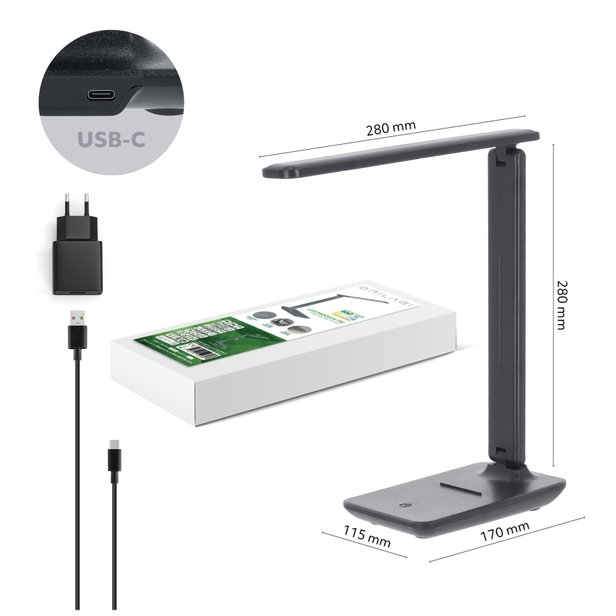 Brilagi - Himmennettävä LED-pöytälamppu VARIO LED/7W/230V 3000/4000/6500K antrasiitti
