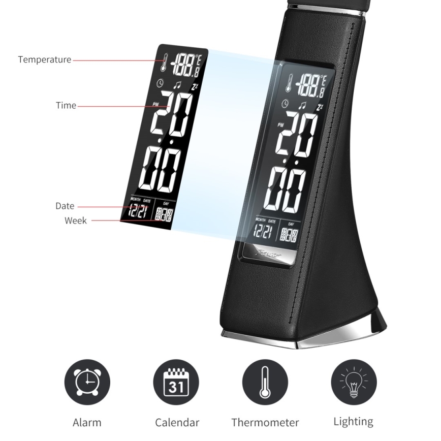 Brilagi - LED Himmennettävä pöytävalaisin näytöllä PELLE LED/7W/230V musta