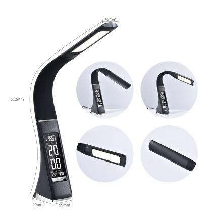 Brilagi - LED Himmennettävä pöytävalaisin näytöllä PELLE LED/7W/230V musta