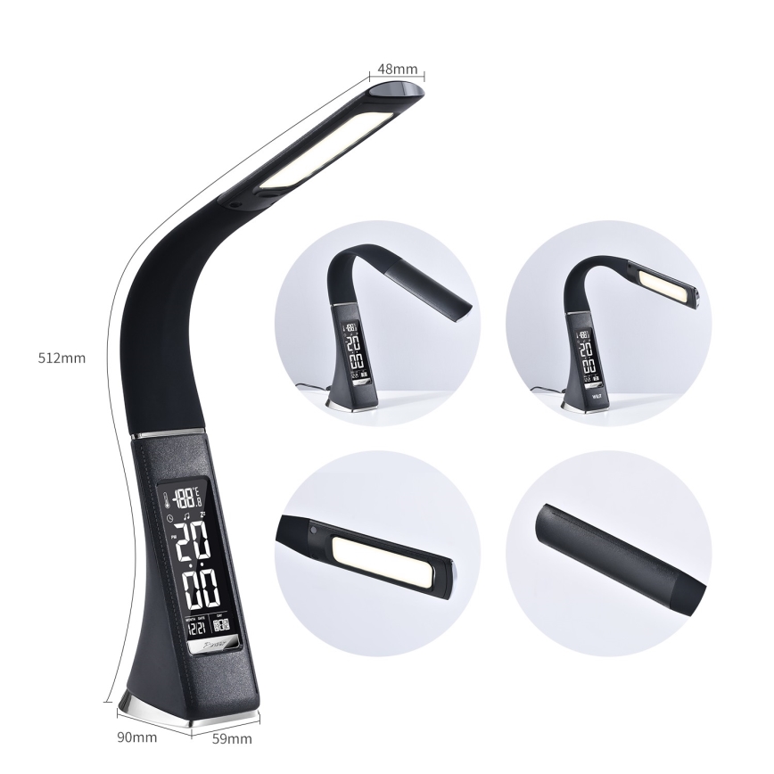 Brilagi - LED Himmennettävä pöytävalaisin näytöllä PELLE LED/7W/230V musta