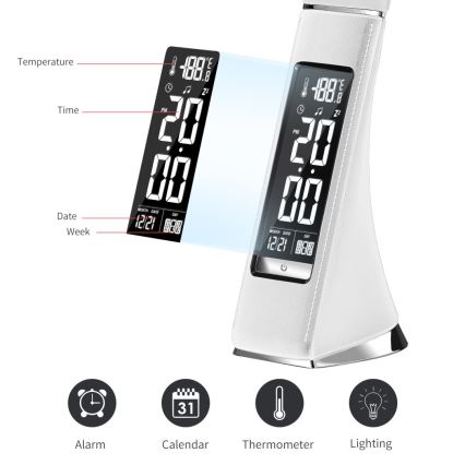 Brilagi - LED Himmennettävä pöytävalaisin näytöllä PELLE LED/7W/230V valkoinen