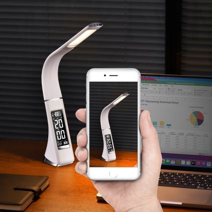 Brilagi - LED Himmennettävä pöytävalaisin näytöllä PELLE LED/7W/230V valkoinen