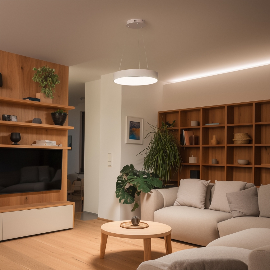 Brilagi - himmennettävä LED-riippuvalaisin vaijerilla FALCON II LED/67W/230V 3000-6500K halkaisija 40 cm valkoinen + kaukosäädin