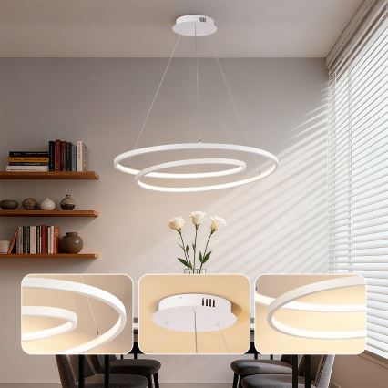 Brilagi - LED-himmennettävä riippuvalaisin vaijerilla TWISTER LED/105W/230V 3000-6000K halkaisija 100 cm valkoinen + kaukosäädin