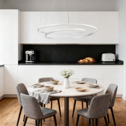 Brilagi - LED-himmennettävä riippuvalaisin vaijerilla TWISTER LED/105W/230V 3000-6000K halkaisija 100 cm valkoinen + kaukosäädin