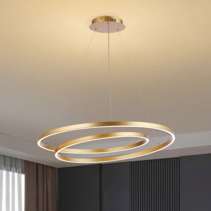 Brilagi - LED himmennettävä riippuvalaisin kaapelilla TWISTER LED/105W/230V 3000-6000K halkaisija 100 cm kultainen + kaukosäädin