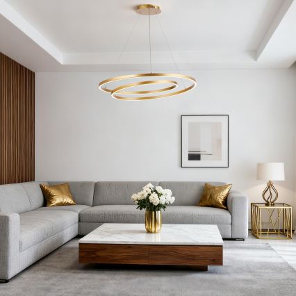 Brilagi - LED himmennettävä riippuvalaisin kaapelilla TWISTER LED/105W/230V 3000-6000K halkaisija 100 cm kultainen + kaukosäädin