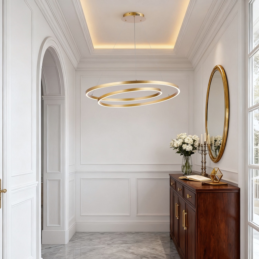 Brilagi - LED himmennettävä riippuvalaisin kaapelilla TWISTER LED/105W/230V 3000-6000K halkaisija 100 cm kultainen + kaukosäädin