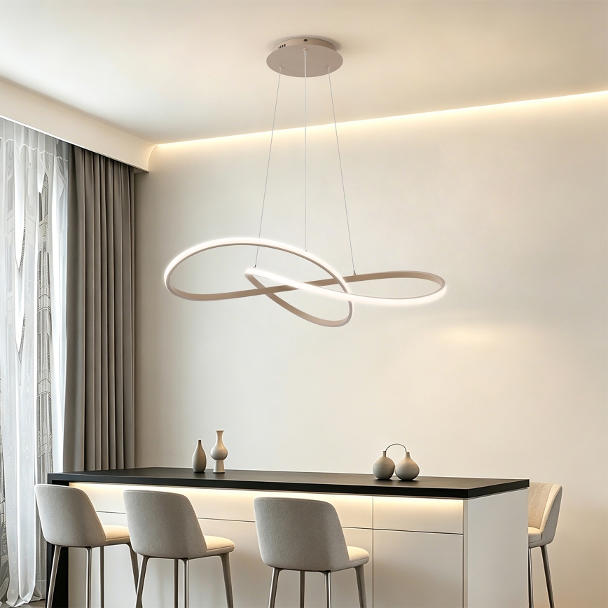 BRILAGI - INFINITY himmennettävä LED-riippuvalaisin vaijerilla LED/80W/230V 3000–6000K 80x80 cm beige + kaukosäädin