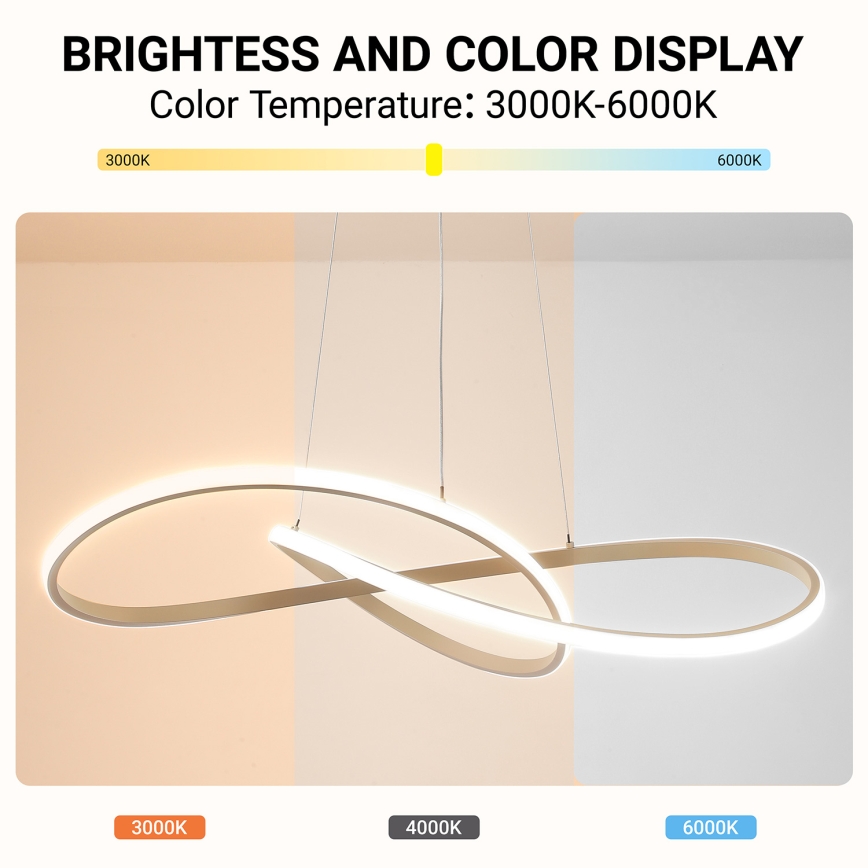 BRILAGI - INFINITY himmennettävä LED-riippuvalaisin vaijerilla LED/80W/230V 3000–6000K 80x80 cm beige + kaukosäädin