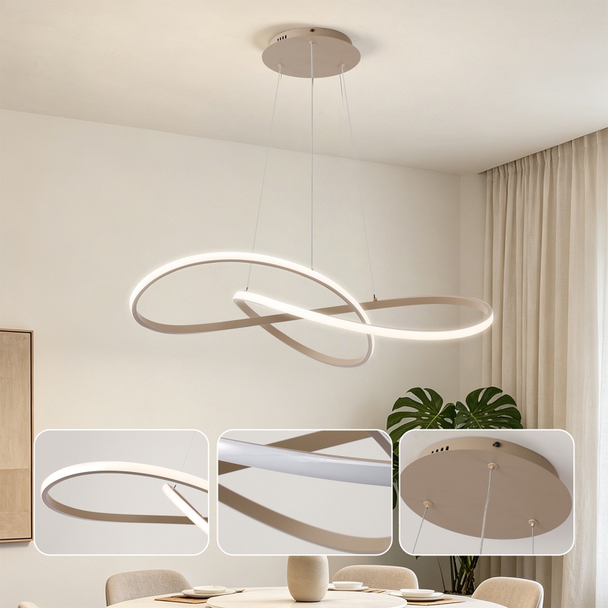 BRILAGI - INFINITY himmennettävä LED-riippuvalaisin vaijerilla LED/80W/230V 3000–6000K 80x80 cm beige + kaukosäädin