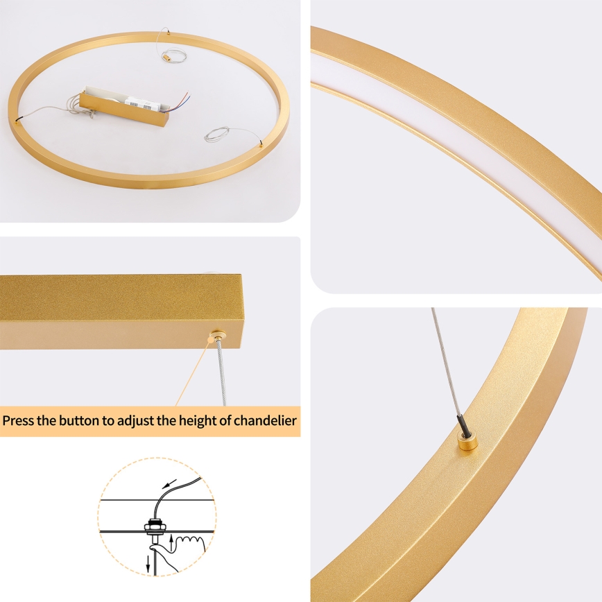 Brilagi - Himmennettävä LED-riippuvalaisin kaapelilla PORTOFINO LED/60W/230V 3000-6000K Ø 80 cm kulta + kaukosäädin